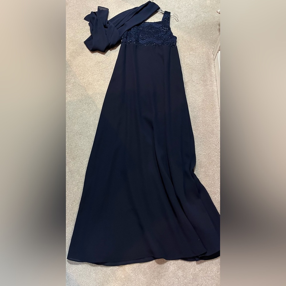 Rhapsody Blue Maxi Dress Sleeveless Square Neck Cocktail